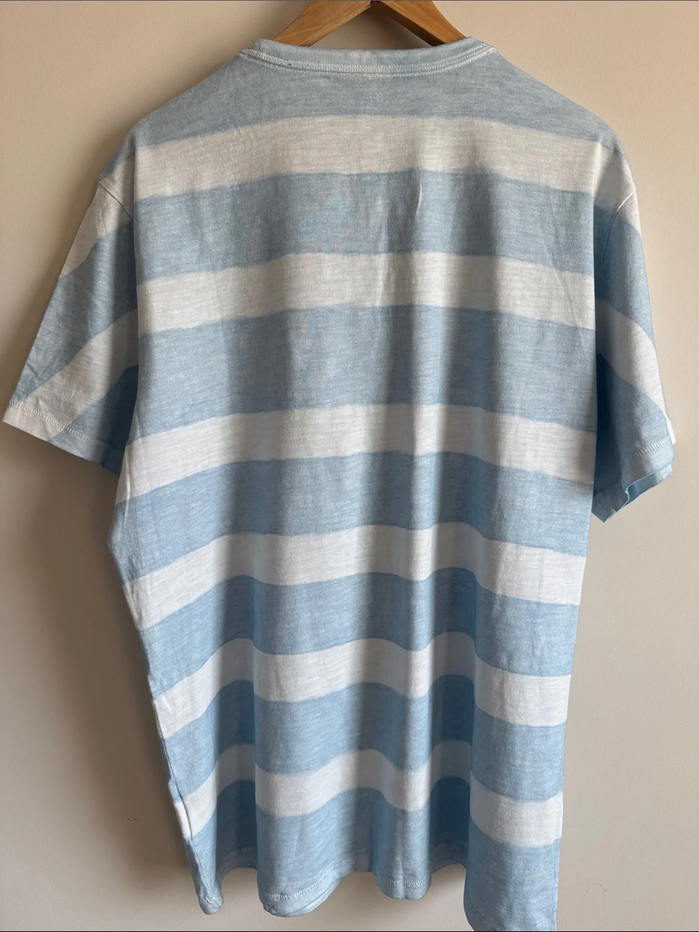 J. Crew Wide Stripe Pocket Tee - Light Blue & White